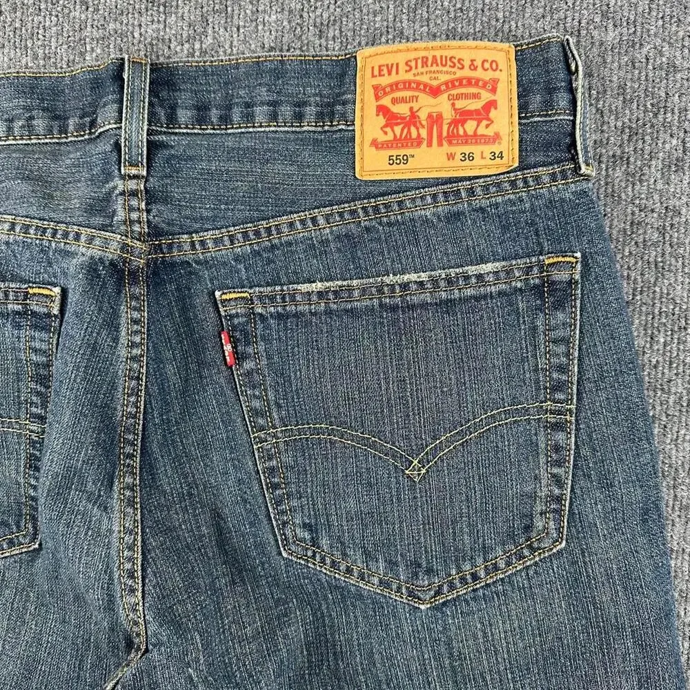 Levi’s Men’s 559 Relaxed Straight Jeans Loose Fit 100% Cotton Rigid Denim 36x34